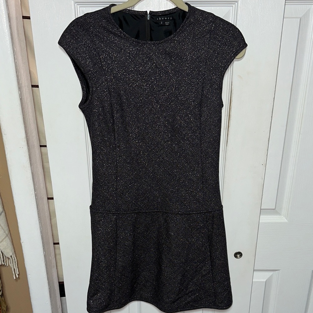 Theory Black Glitter Mini Dress